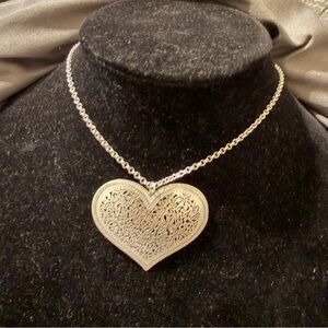 Sapphire  Silver Heart Pendant Necklace